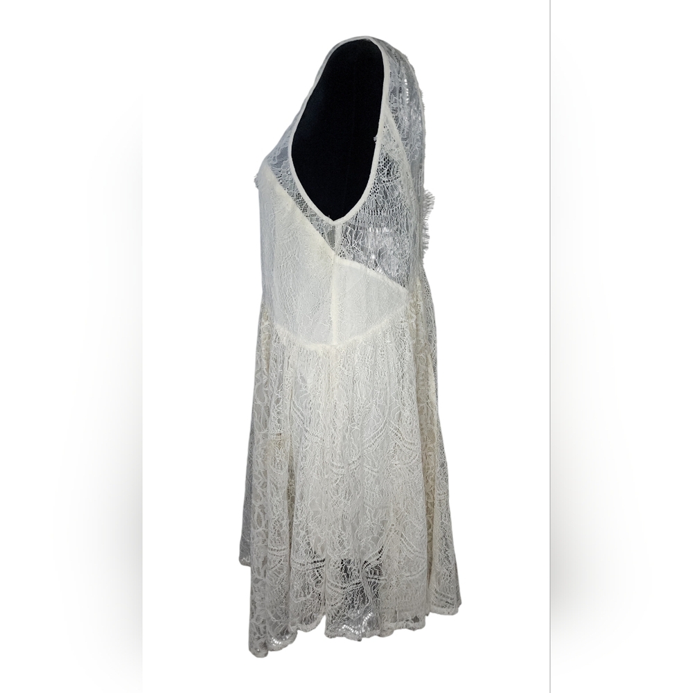 NWT Free People 'Don't You Dare' ~ Ivory Lace Illusion Dress, Womens Medium - Picture 5 of 8